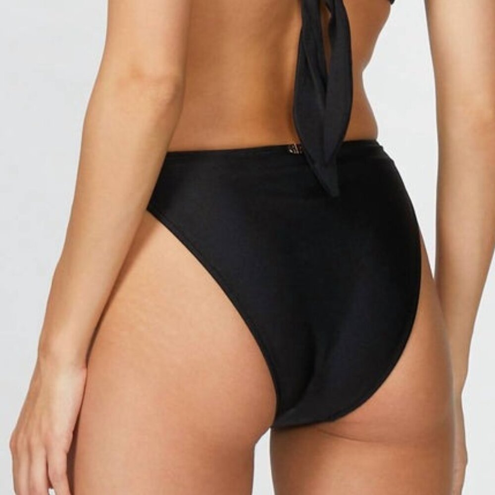 ADRIANA DEGREAS Solid High Leg Strapless Bikini Bottom in Black Size S - Picture 2 of 2